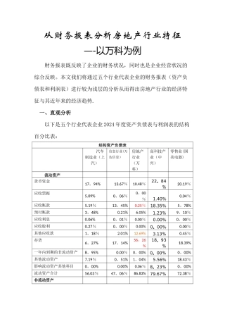 从财务报表分析房地产行业特征