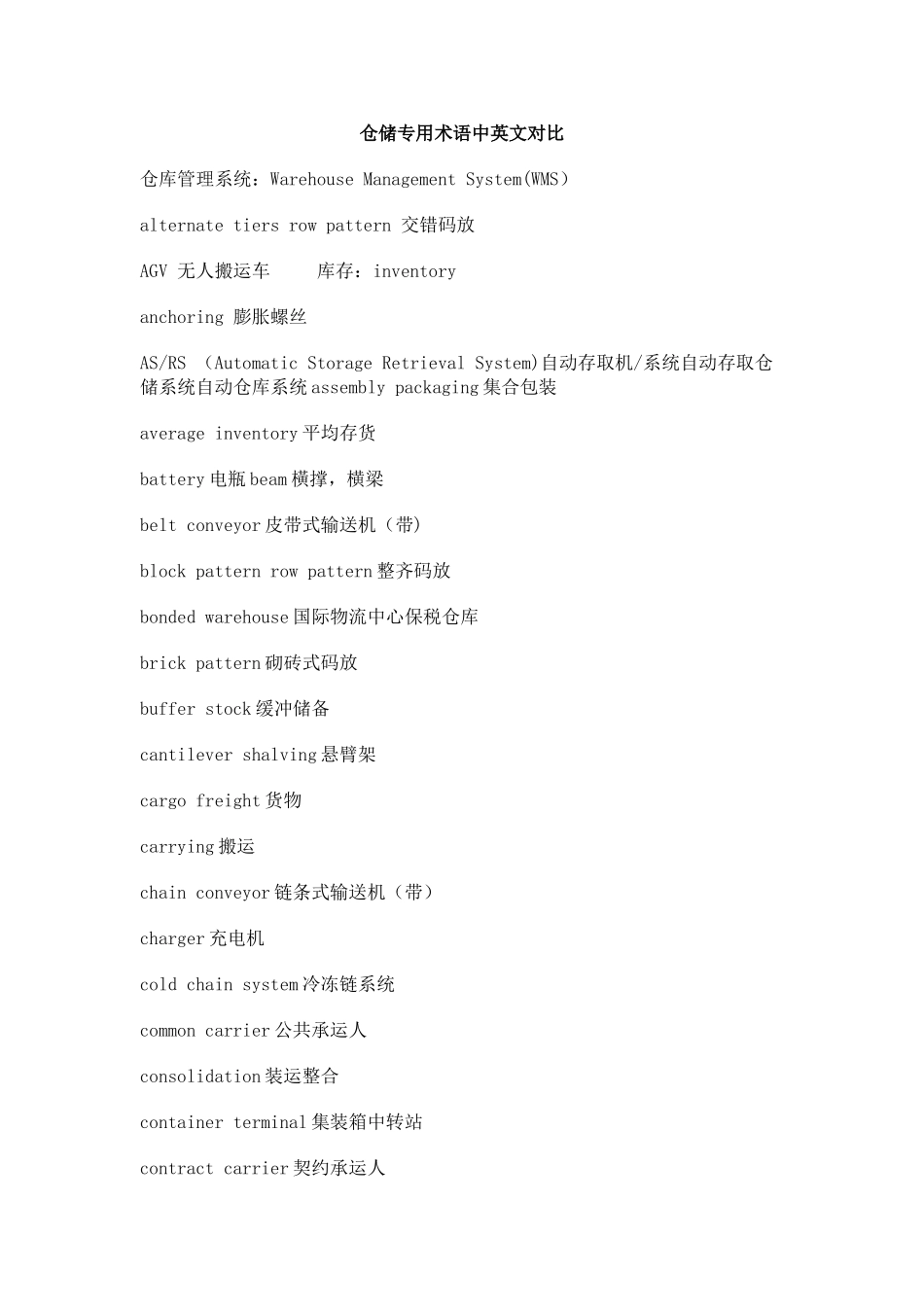 仓储专用术语中英文对照_第1页