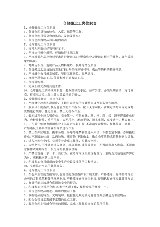 仓储搬运工岗位职责