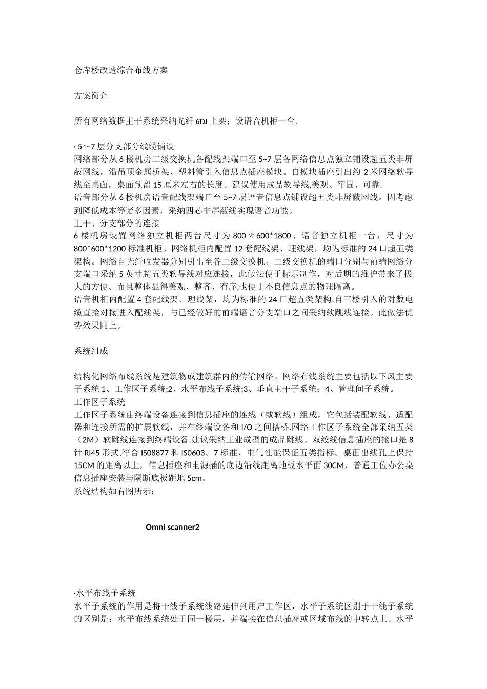 仓库楼改造综合布线方案_第1页