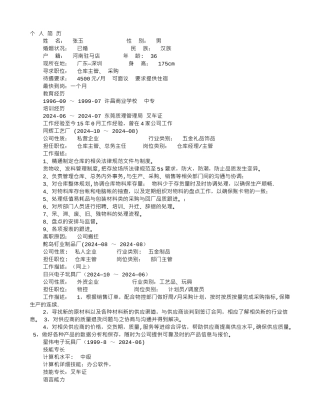 仓库管理员求职信