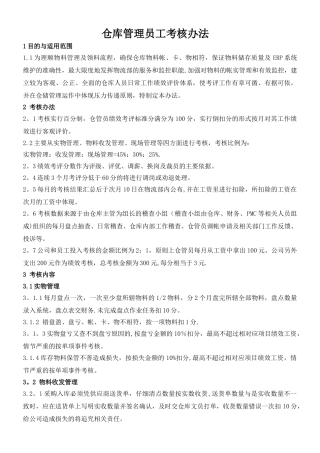 仓库管理员考核办法
