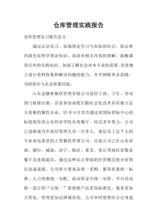 仓库管理实践报告