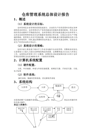 仓库管理系统总体设计报告
