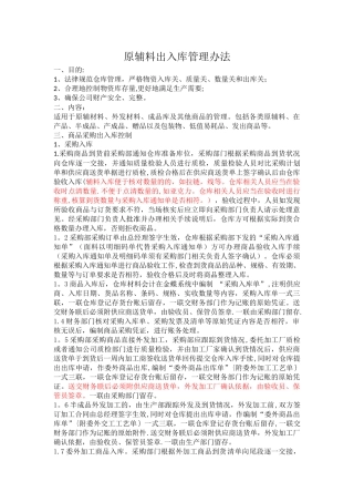 仓库管理规定(中稿)