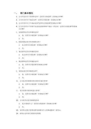 仓库管理调查问卷