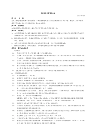 仓库薪资制度之仓库计件工资管理办法