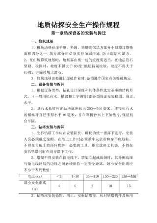 地质钻探安全生产操作规程