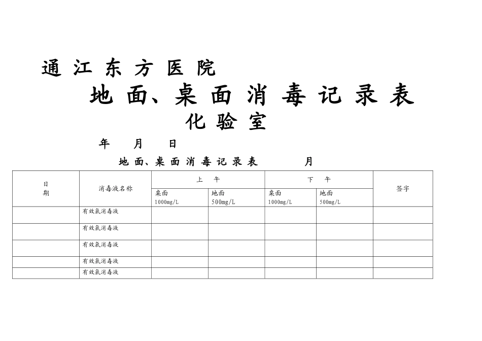 地面桌面消毒登记表_第1页