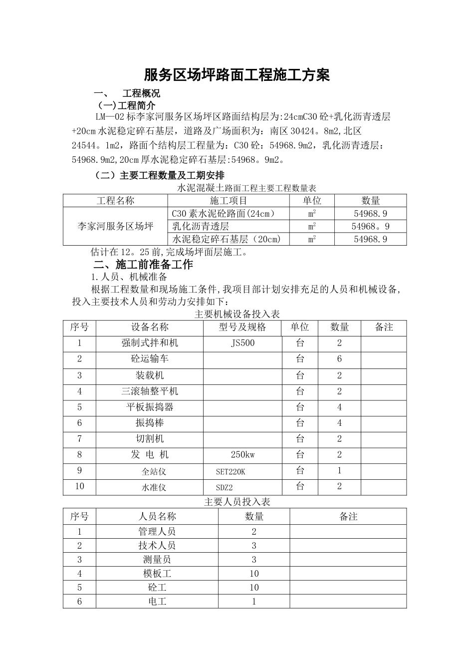 场坪砼路面施工方案_第1页