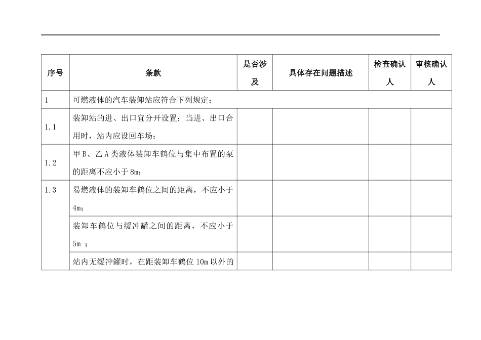 危险化学品装卸车设施安全检查表_第1页