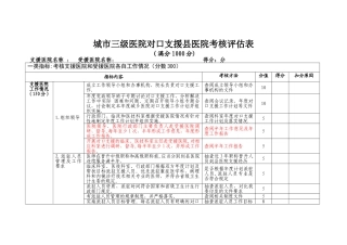 城市三级医院对口支援县医院考核评估表