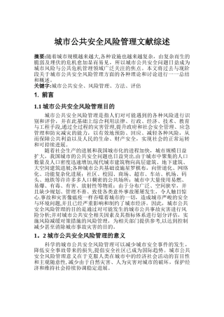城市公共安全文献综述x
