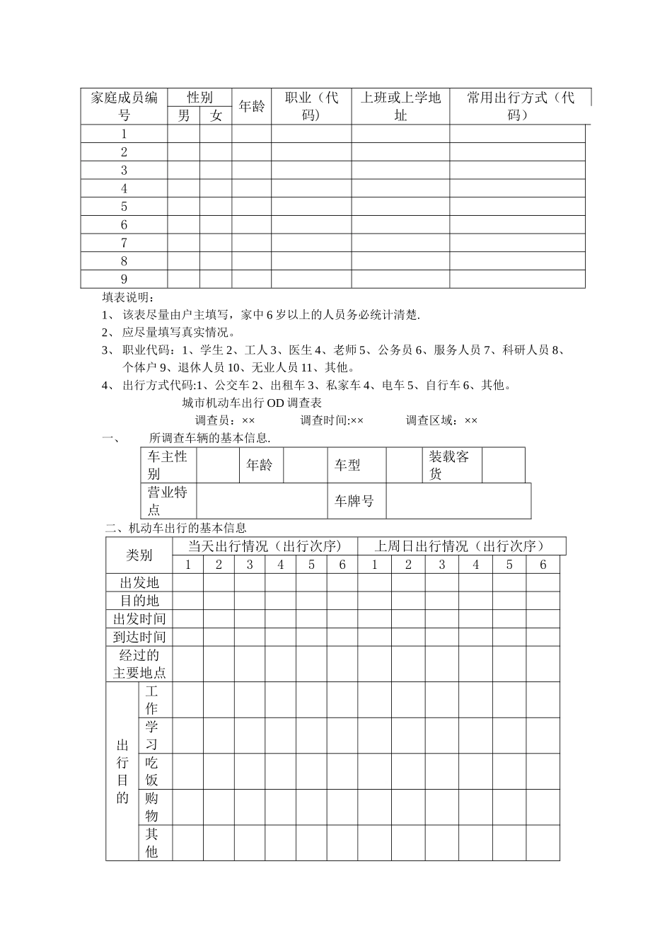 城市居民出行OD调查表_第2页
