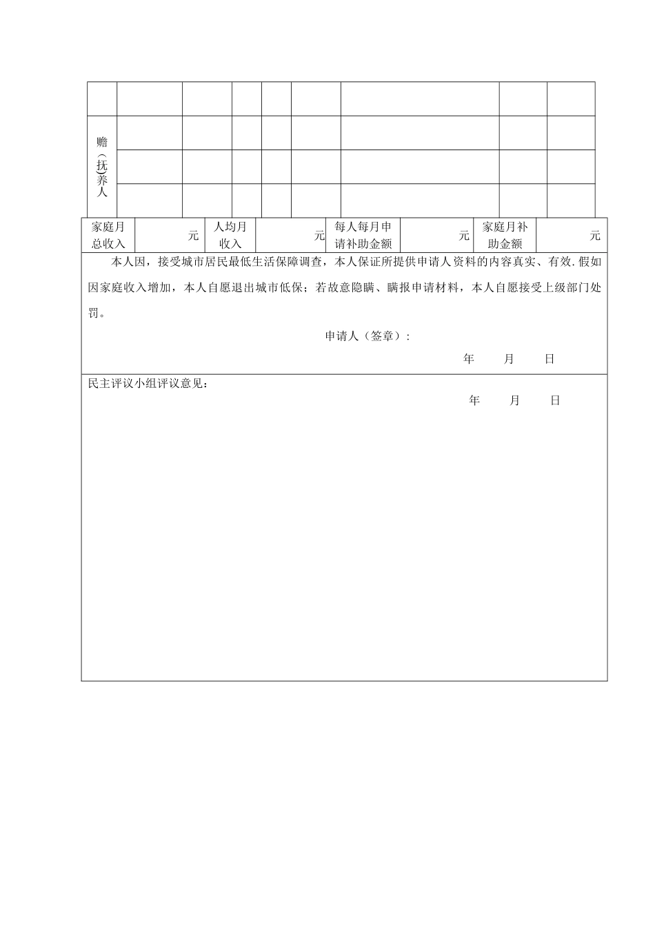 城市居民最低生活保障申请表_第2页