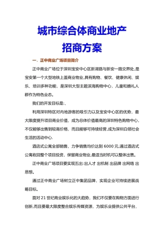 城市综合体商业地产招商方案2