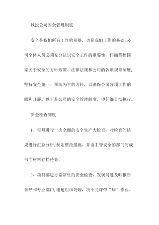城投公司安全管理制度