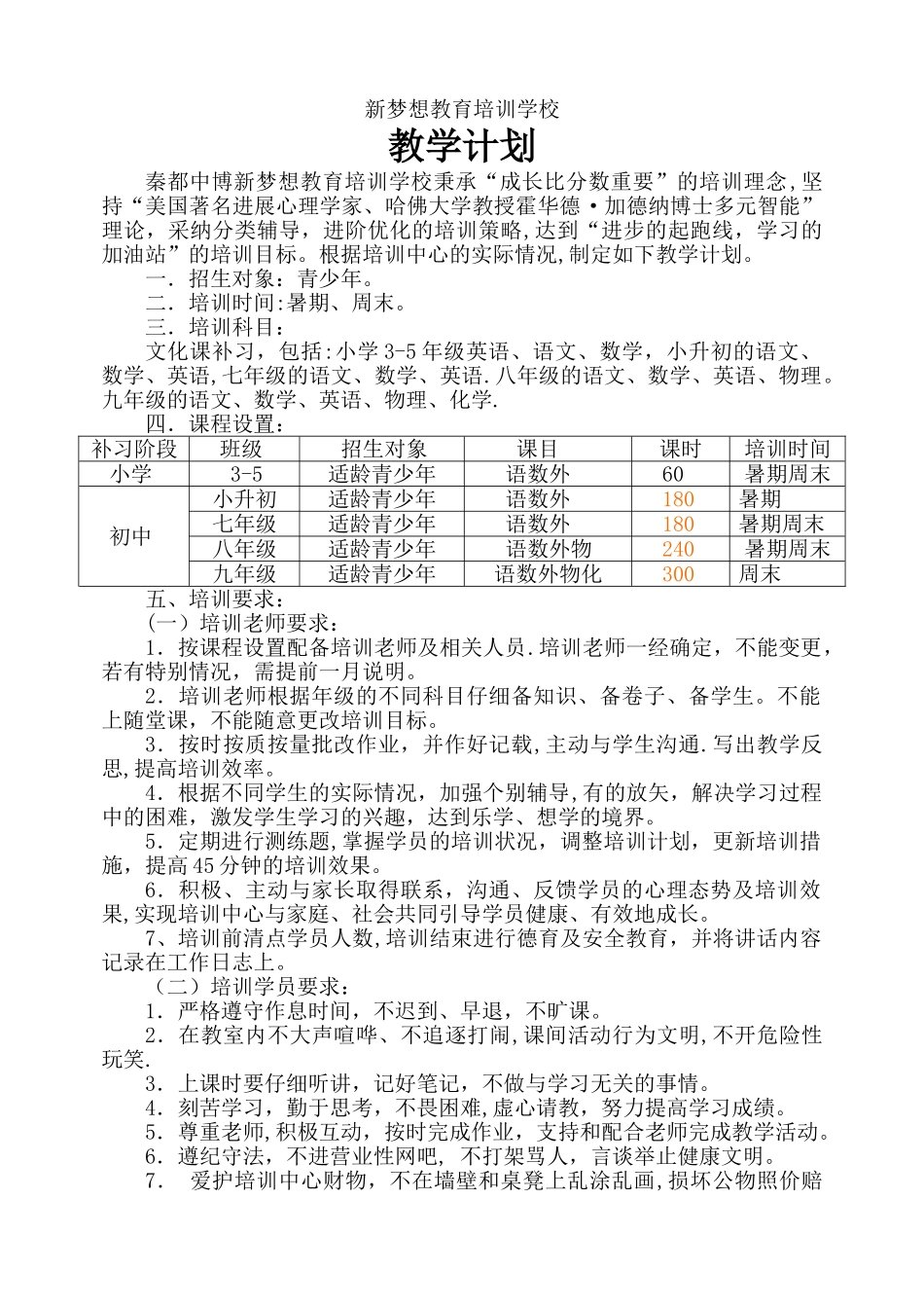 培训中心教学计划_第1页
