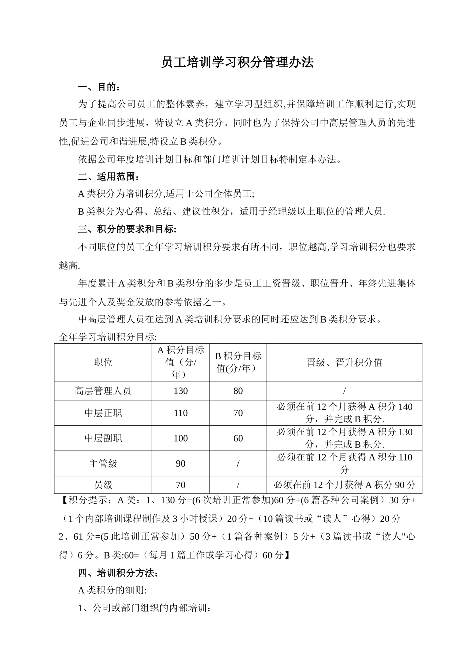 培训学习积分管理办法_第1页