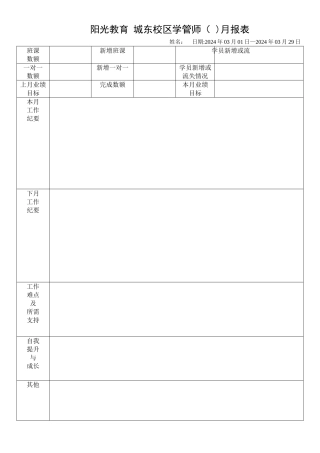 培训学校月报表