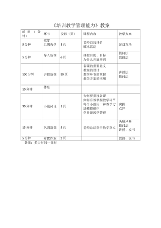培训教学管理能力教案