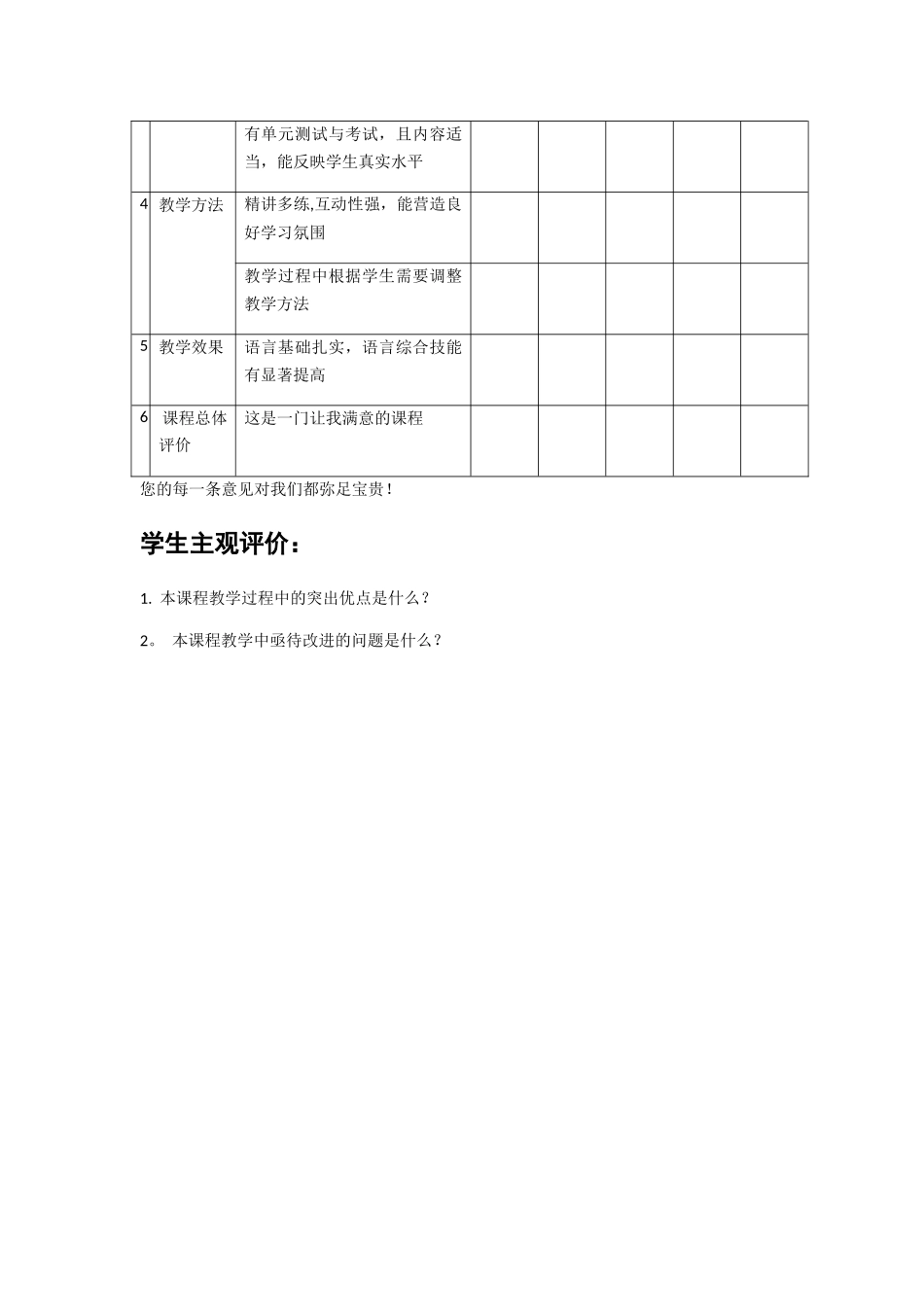 培训机构学生课程评估表_第2页