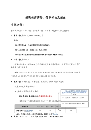 培训机构授课教师薪资体系及考核
