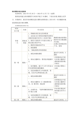 培训课程内容及进度表