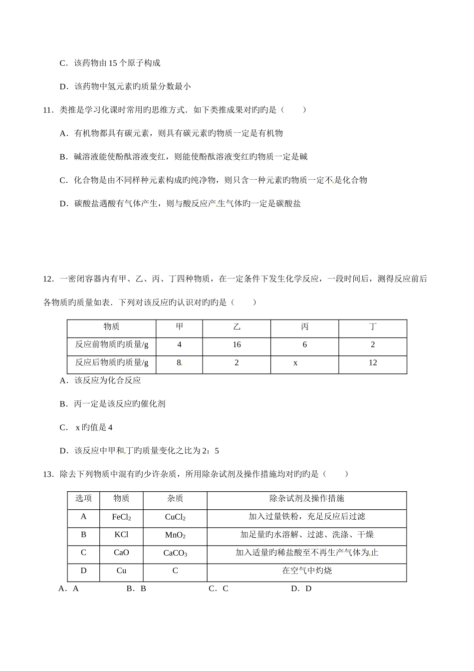2025年中考真题解析化学黑龙江绥化卷原卷版_第3页