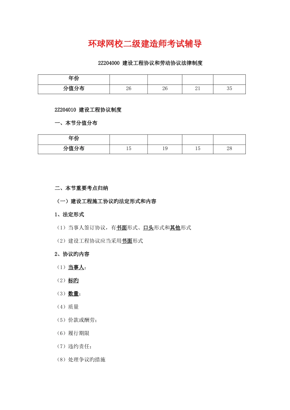 2025年二级建造师考试工程法规建设工程合同制度_第1页