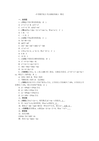 2025年中考数学复习考点跟踪突破2整式