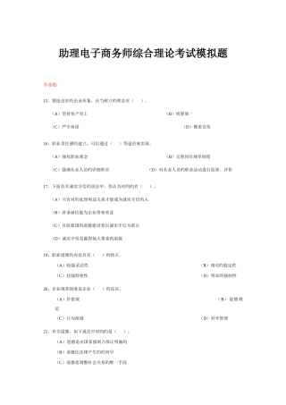 2025年助理电子商务师综合理论考试模拟题