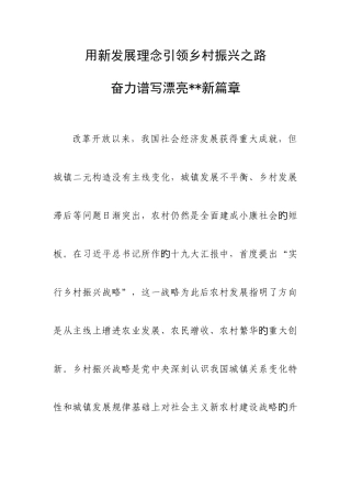 2025年乡村振兴战略体会