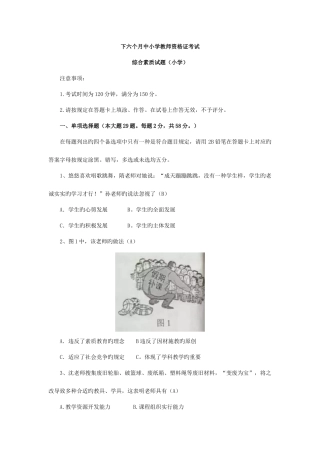 2025年下半年中小学教师资格证综合素质试题小学