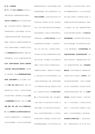 2025年人力资源管理师三级重点总结考点版文档