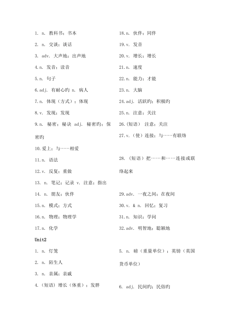 2025年人教版新目标九年级全册英语单词默写汉译英_第2页