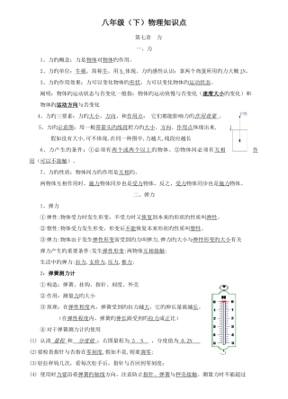2025年人教版物理八年级下册知识点总结