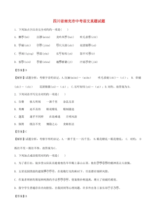 2025年四川省南充市中考语文真题试题含解析
