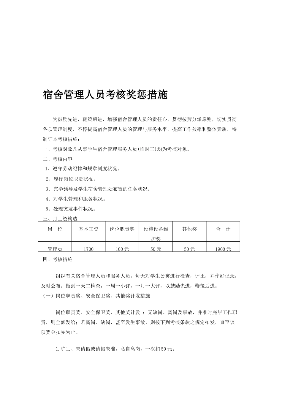 2025年学生宿舍管理人员考评奖惩制度_第1页