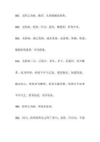 2025年伤寒论必背条文