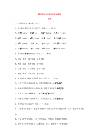 2025年中考语文真题及答案湖南郴州语文无答案