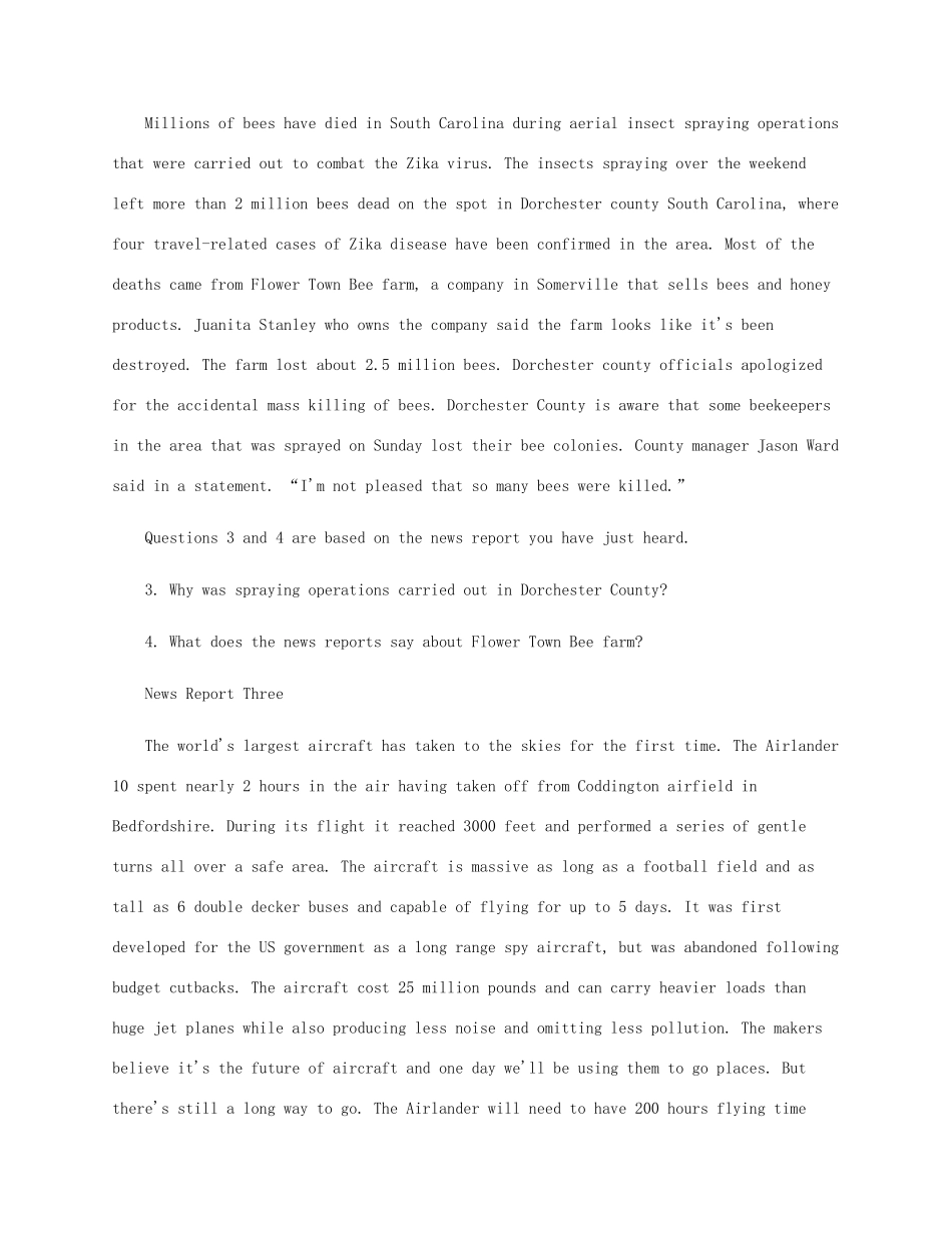 2025年全网最全6月英语四级真题听力原文及答案解析_第2页