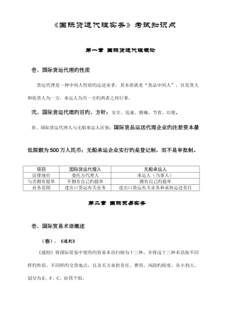 2025年国际货运代理实务知识点总结