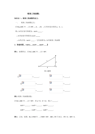2025年九年级数学锐角三角函数知识点与典型例题