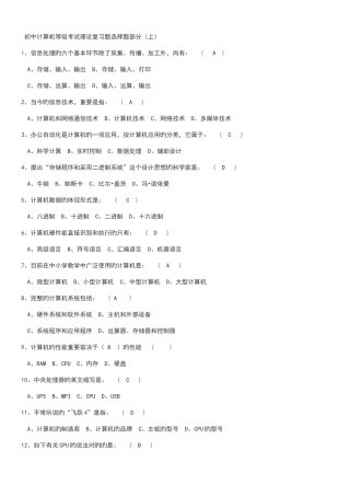 2025年初中计算机等级考试理论复习题