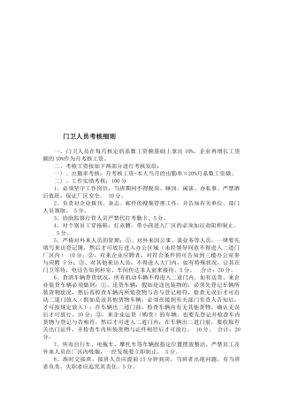 2025年门卫保安人员考核细则