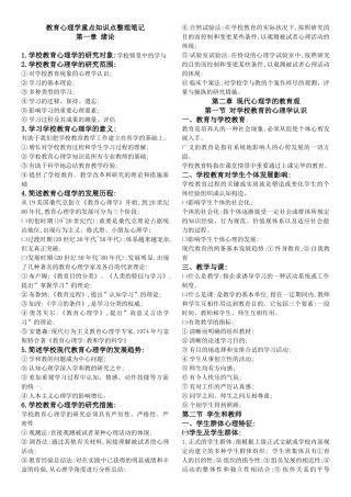2025年教育心理学重点知识点整理笔记