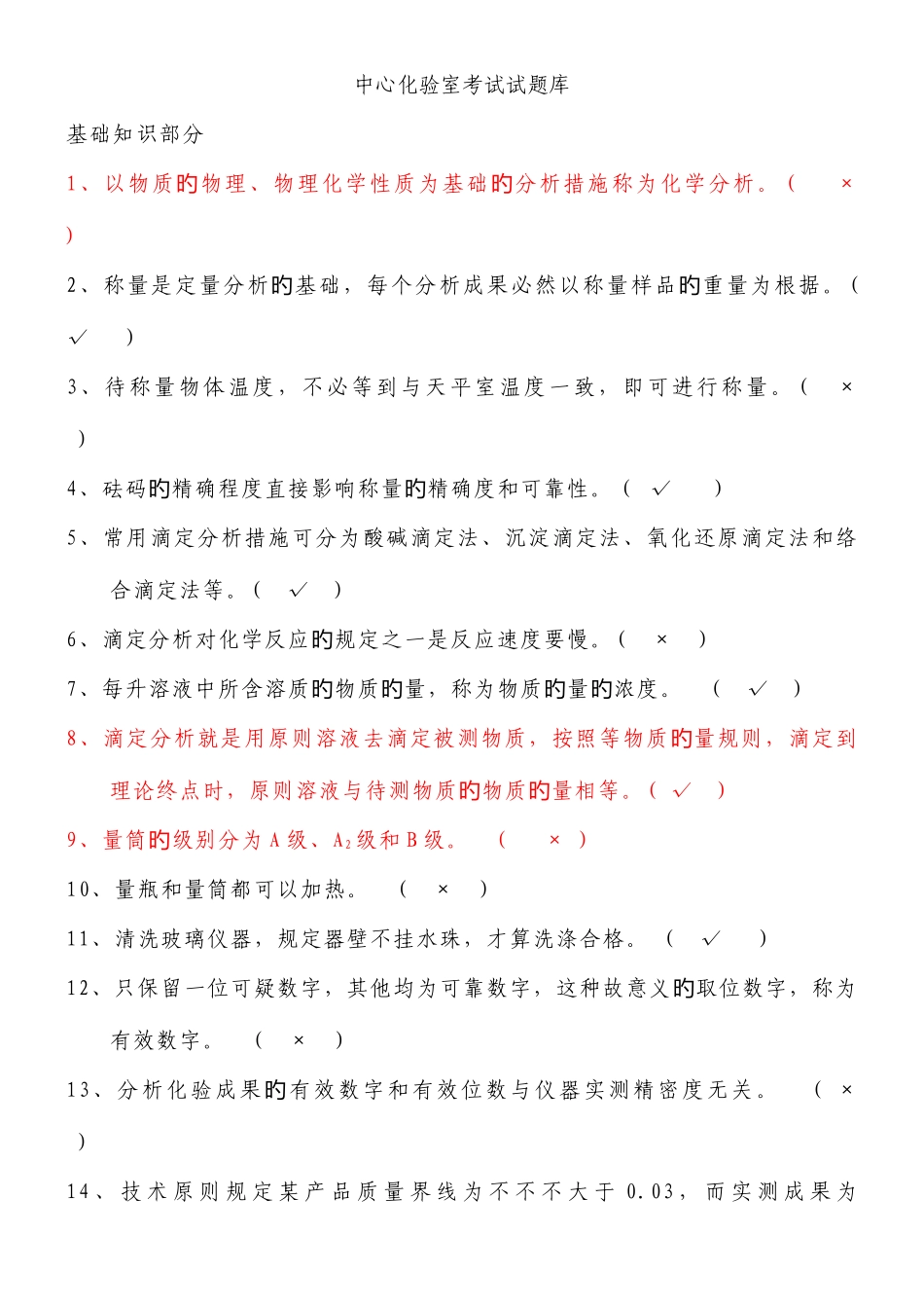 2025年化验室考试题库_第1页