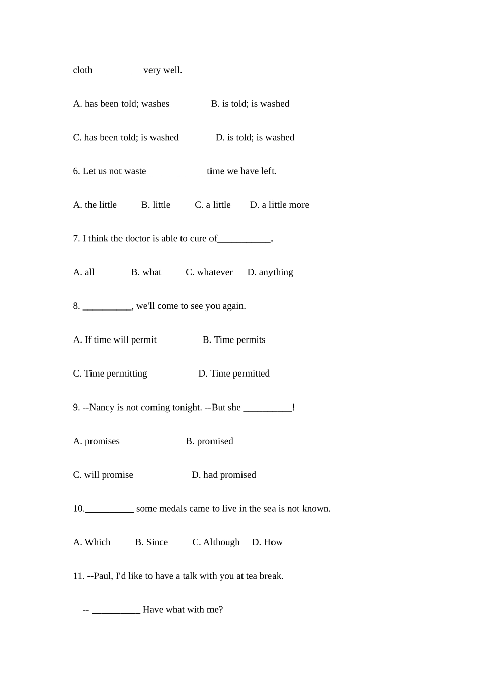 2025年专升本英语语法单选训练100题附答案祥解_第2页