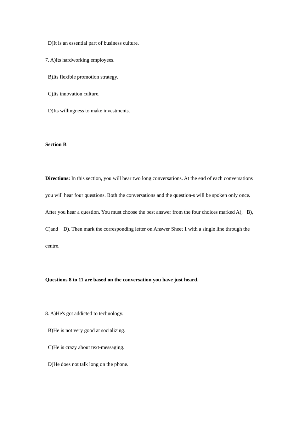 2025年大学英语四级听力题目答案及原文第套_第3页